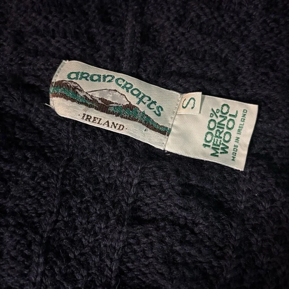 Aran Crafts $199 Fisher Sweater‎ Cable Knit Merino Wool Celtic Zip Cardigan S